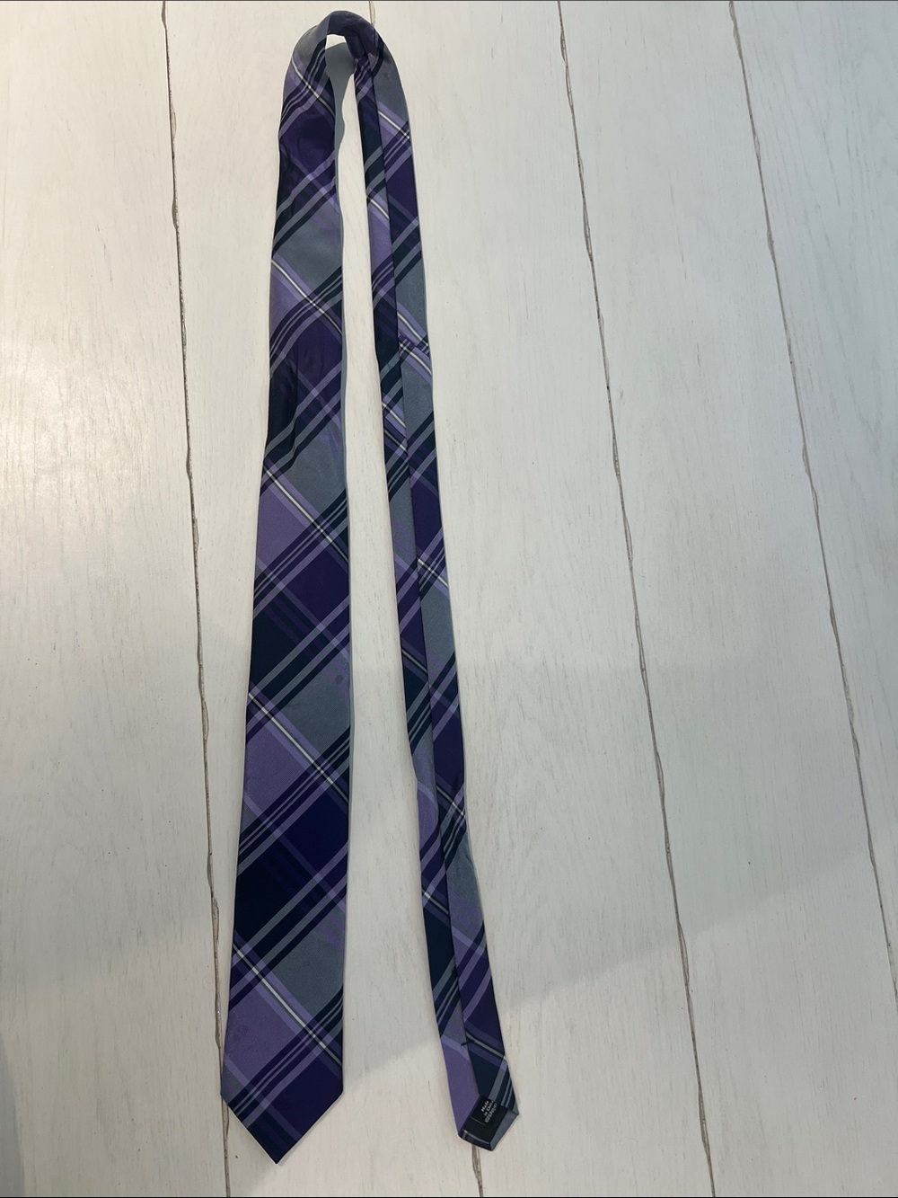 jf j.ferrar Purple Plaid Silk-Blend Tie